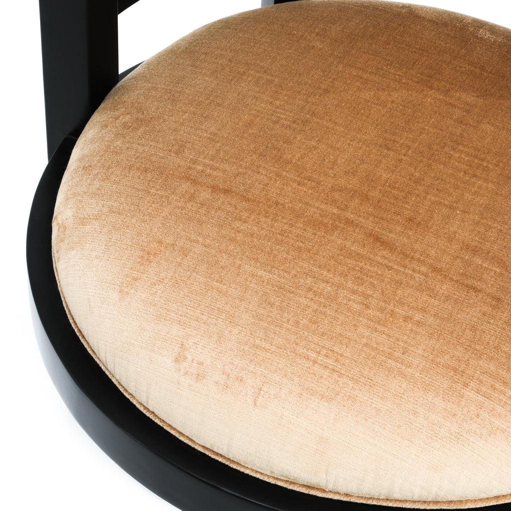 Black & Tan Velvet Barrel Chair