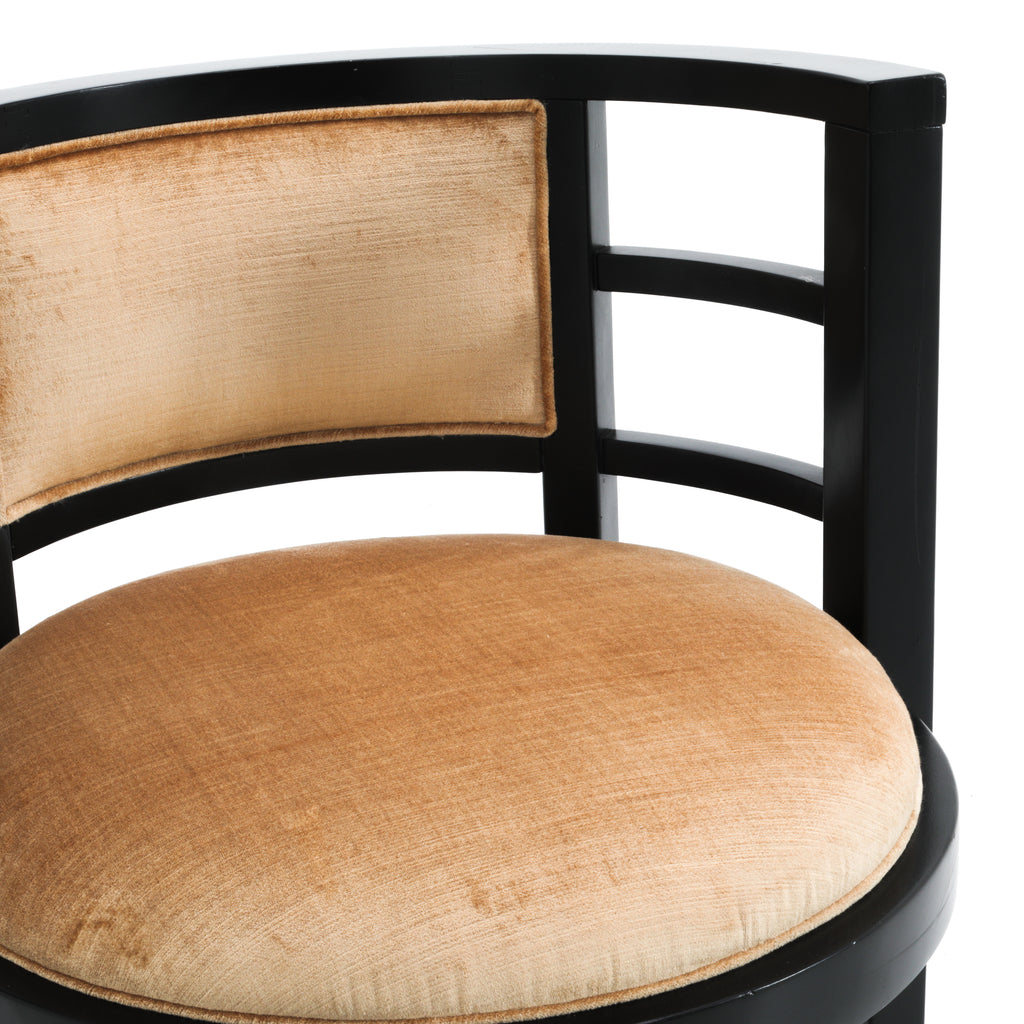 Black & Tan Velvet Barrel Chair