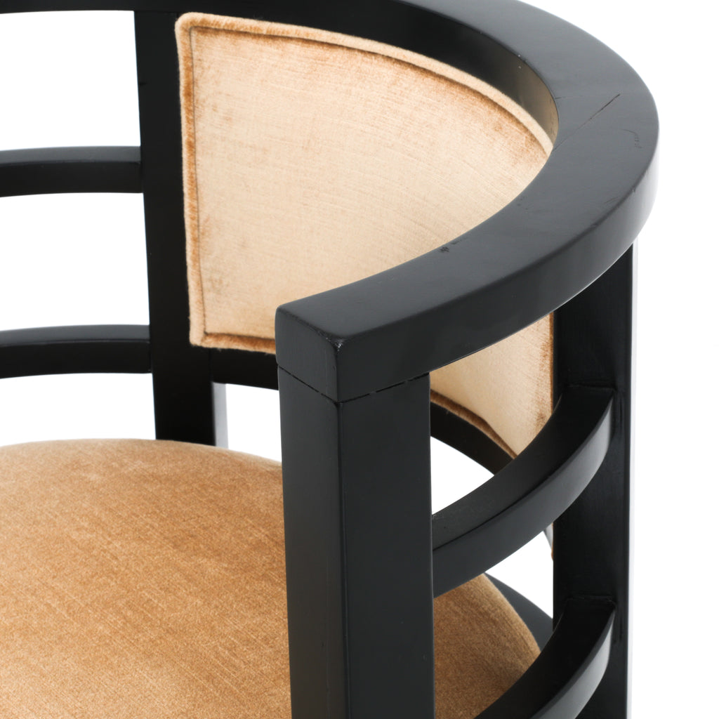 Black & Tan Velvet Barrel Chair