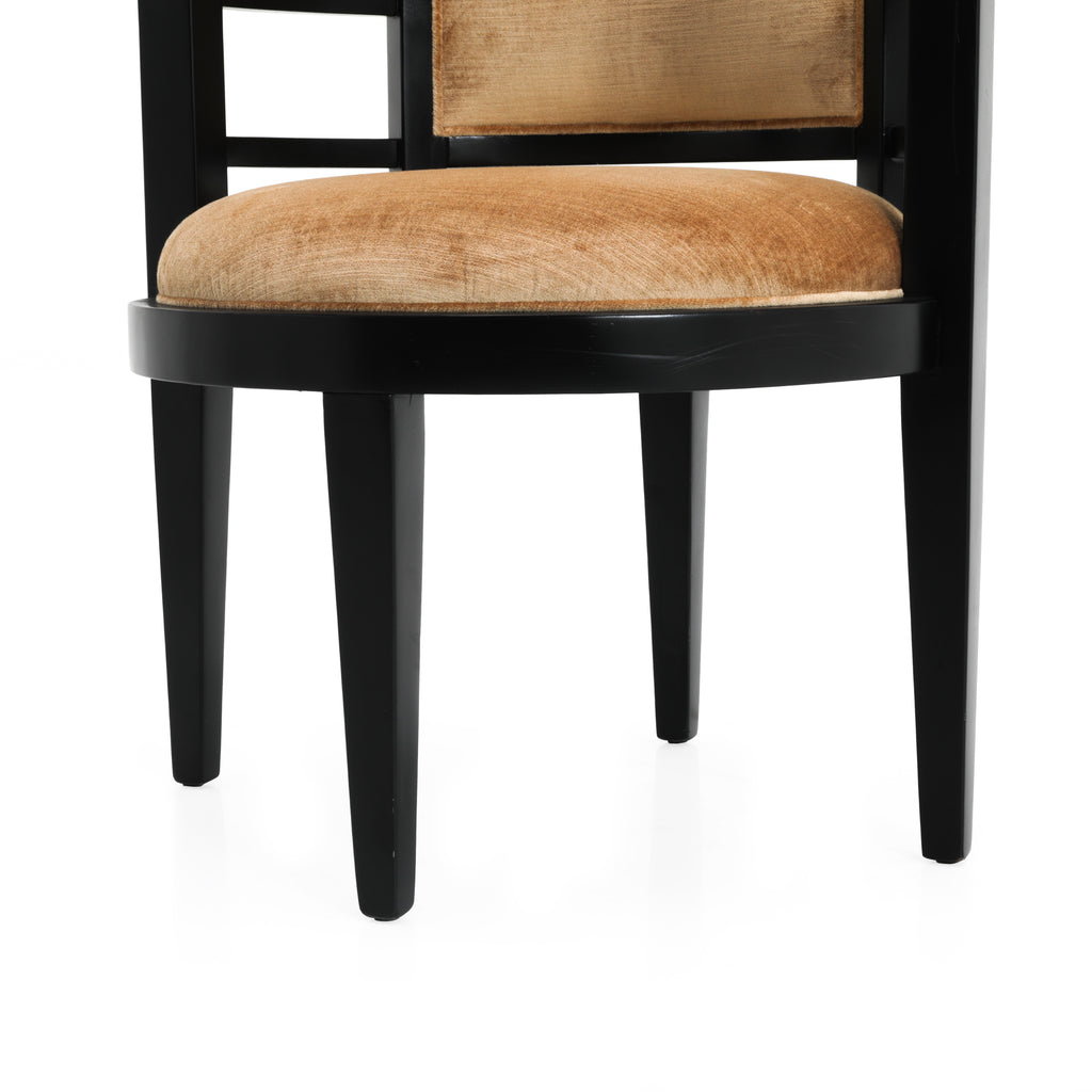 Black & Tan Velvet Barrel Chair