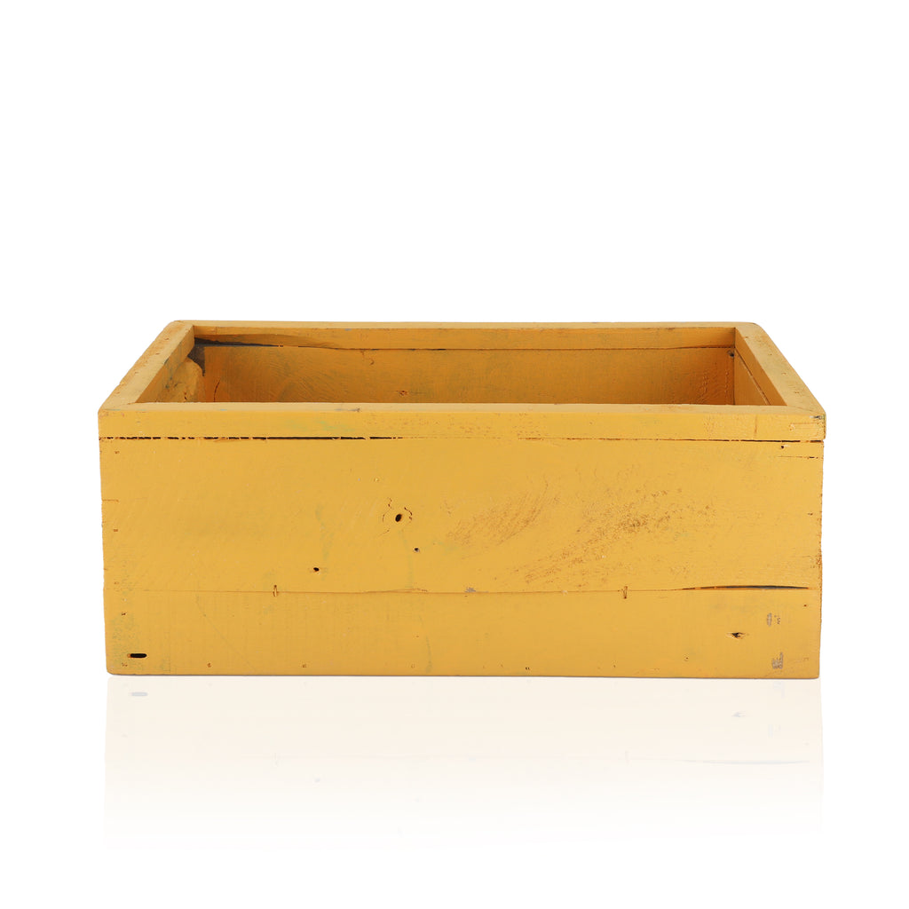 Shallow Yellow Wooden Crate