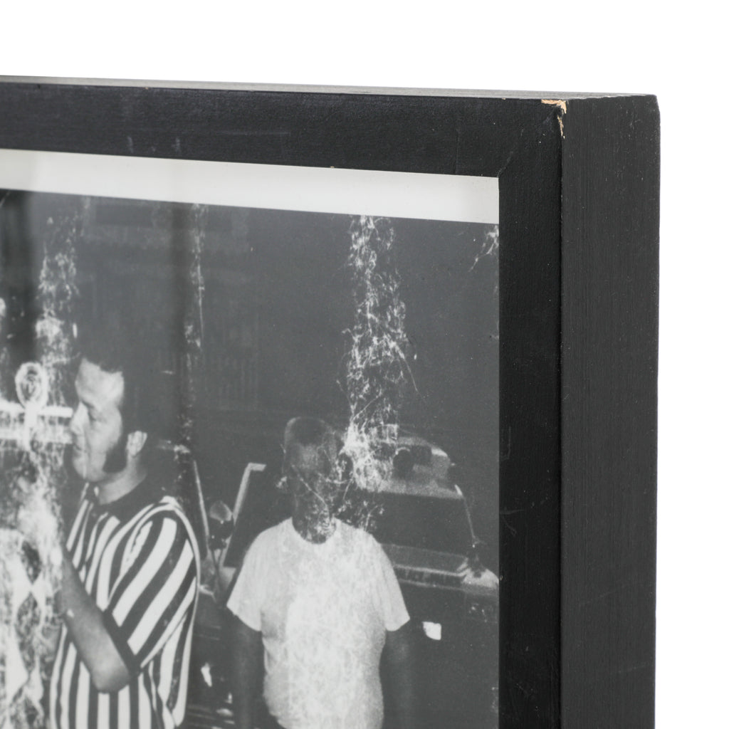 0269 (A+D) B&W Photograph of People w/ Vintage Race Car #7 - Black Frame