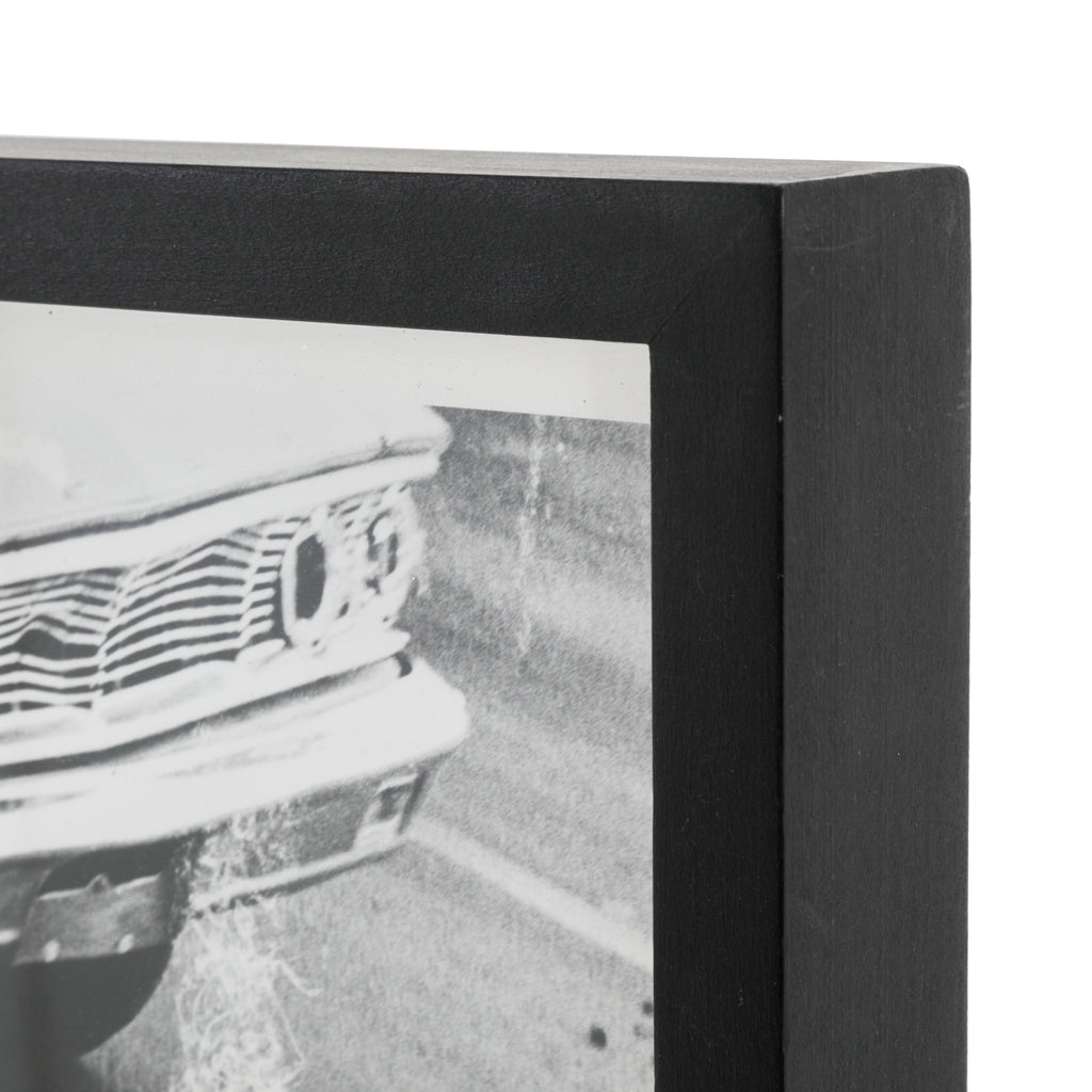 0268 (A+D) B&W Photograph of People w/ Vintage Race Car #4 - Black Frame