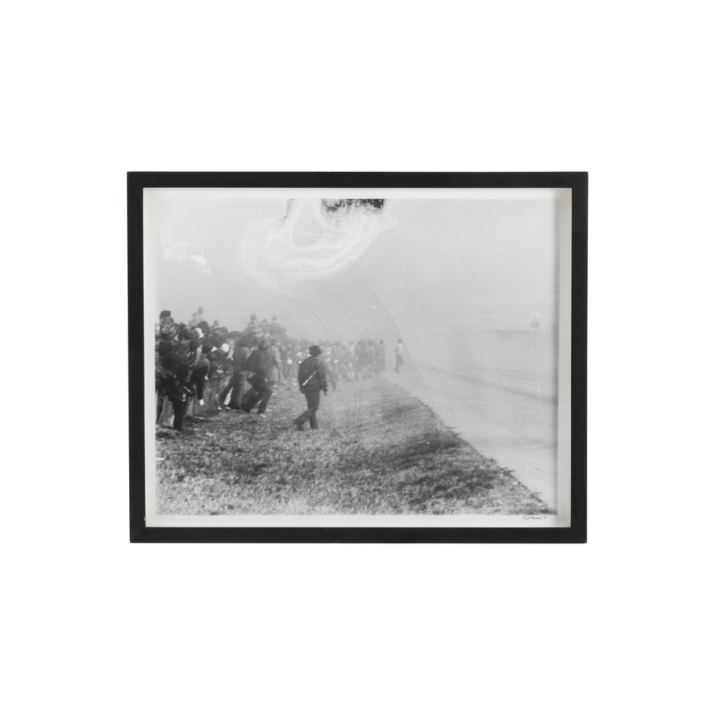 0266 B&W Photograph of People on Race Track - Black Frame (A+D)