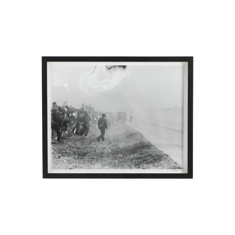 0266 B&W Photograph of People on Race Track - Black Frame (A+D)