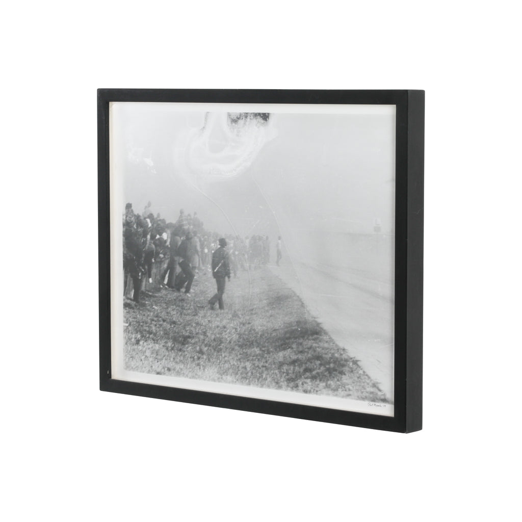 0266 B&W Photograph of People on Race Track - Black Frame (A+D)