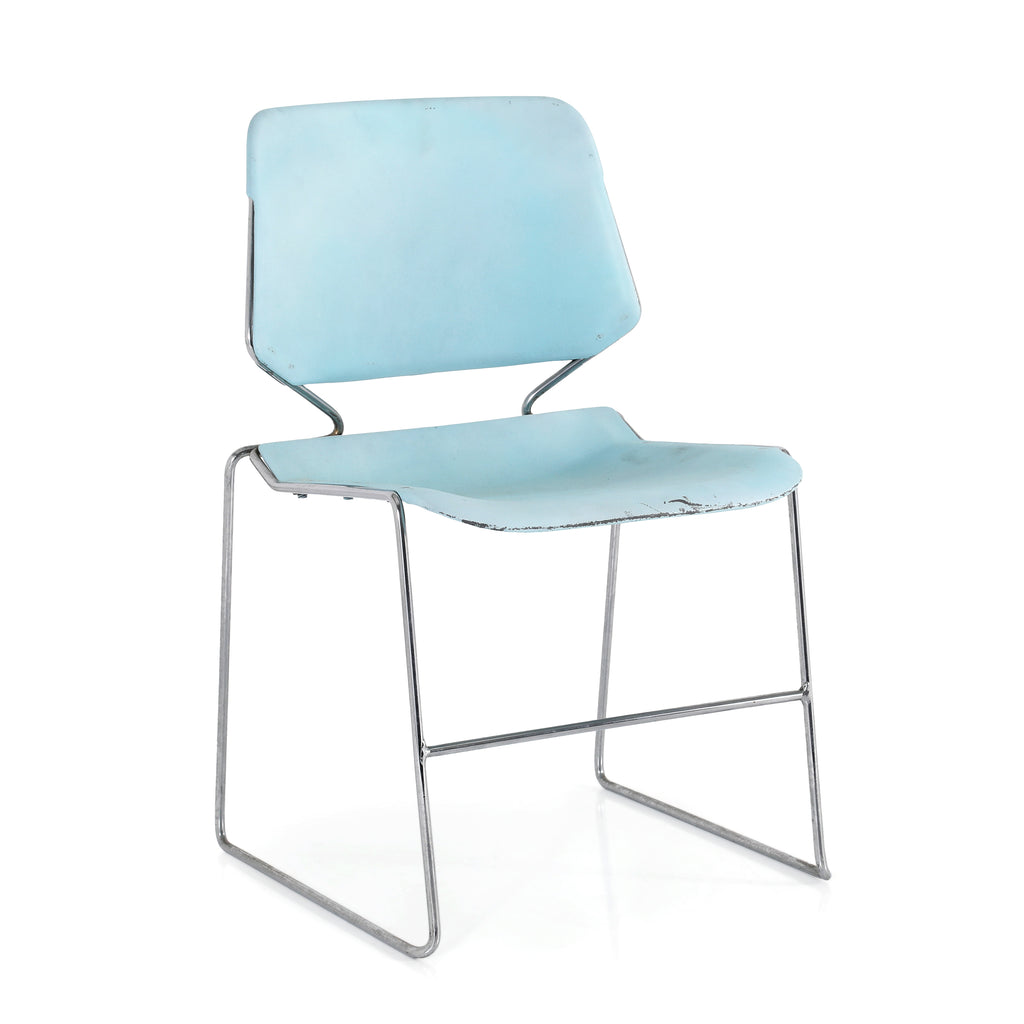 Light Blue Stackable 70s Modern Side Chair