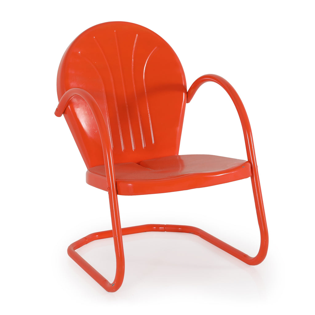 Bright Orange Metal Outdoor Cantilever Chair