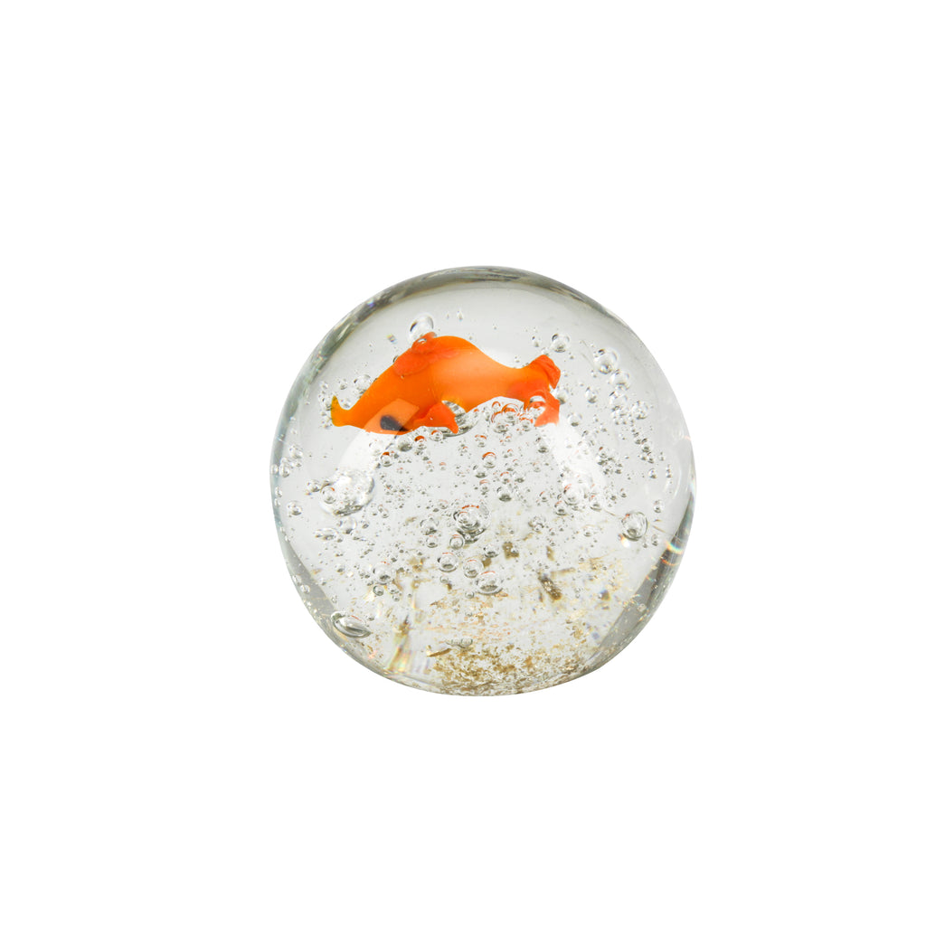 Glass Orb Paperweight with Goldfish