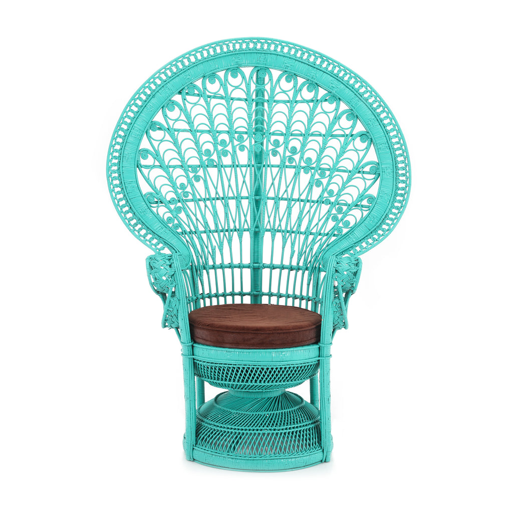 Turquoise Large Wicker Peacock Chair