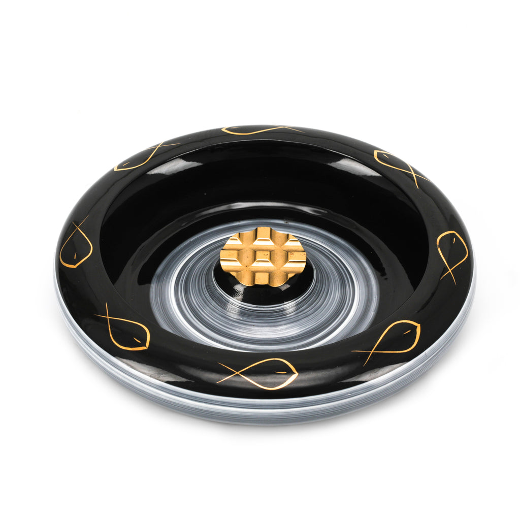 Large Black Ashtray with Fish