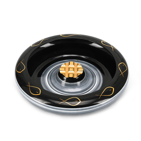 Large Black Ashtray with Fish