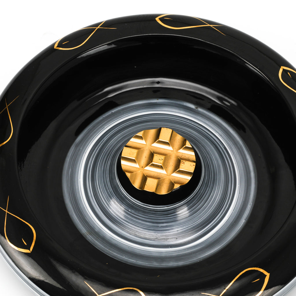 Large Black Ashtray with Fish