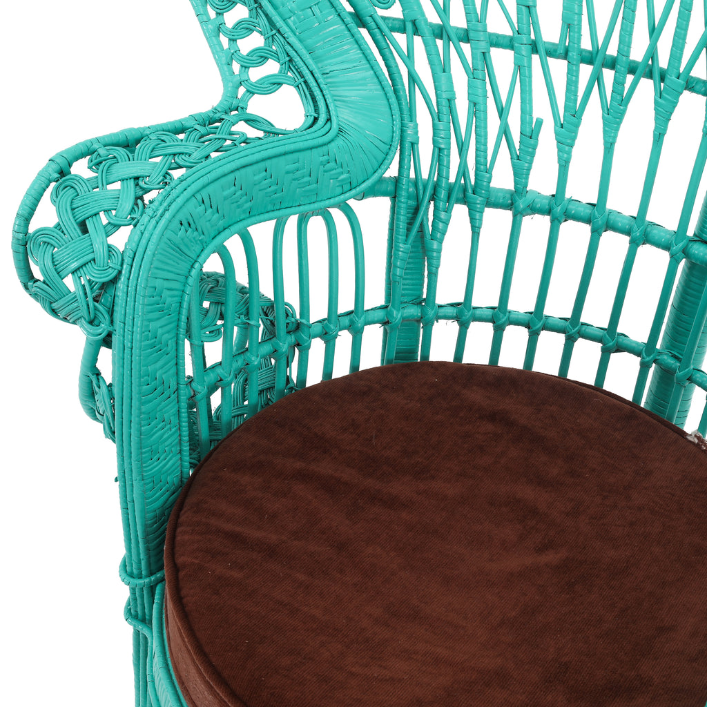 Turquoise Large Wicker Peacock Chair