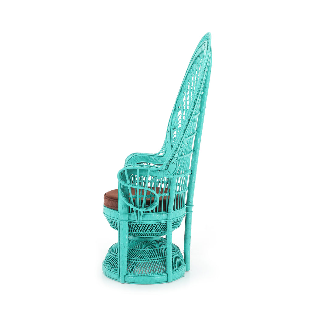 Turquoise Large Wicker Peacock Chair