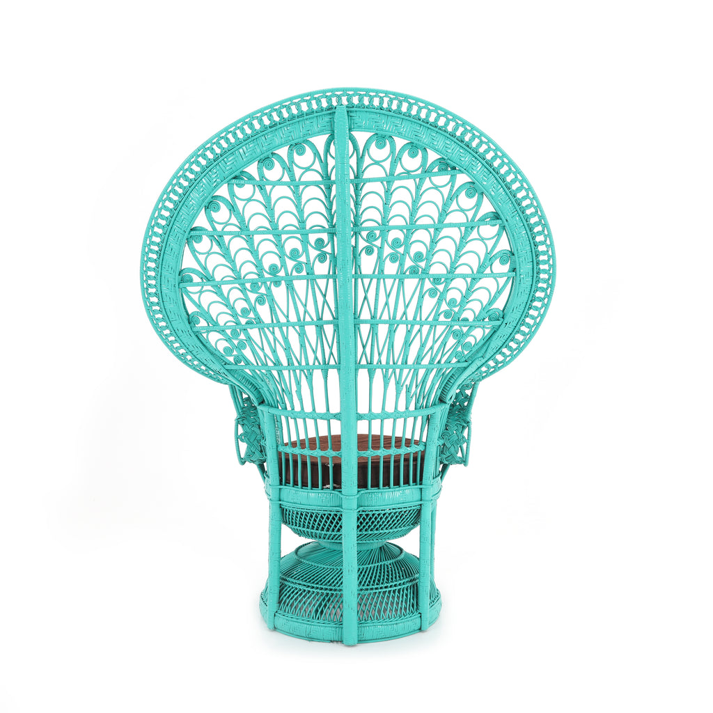 Turquoise Large Wicker Peacock Chair