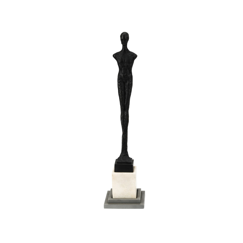 Skinny Black Statue with a Marble Base (A+D)