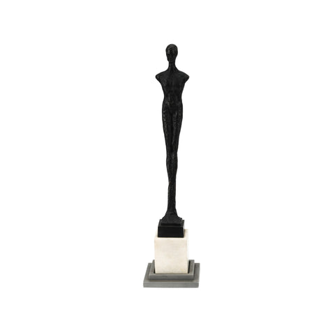 Skinny Black Statue with a Marble Base (A+D)