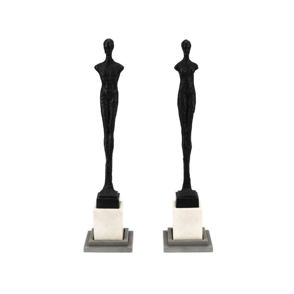 Skinny Black Statue with a Marble Base (A+D)
