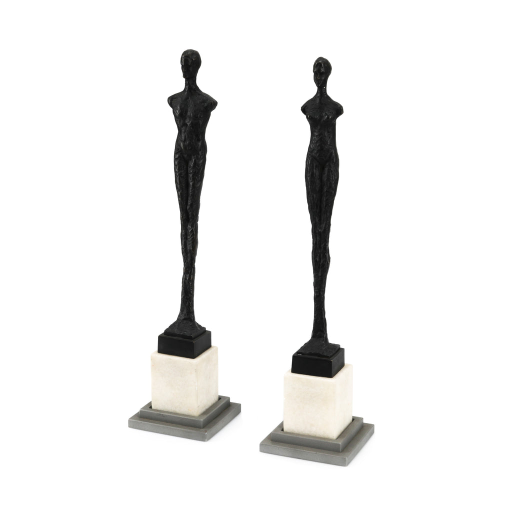 Skinny Black Statue with a Marble Base (A+D)