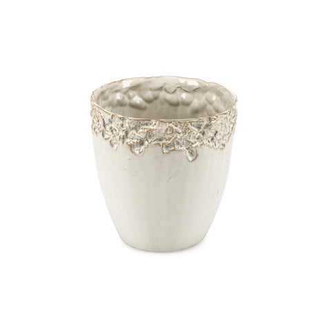 White Planter w/ Textured Rim