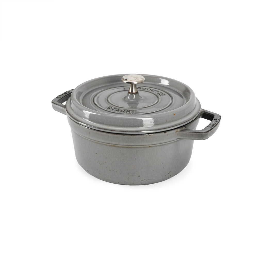 Medium Grey Cast Iron Staub Dutch Oven (A+D)