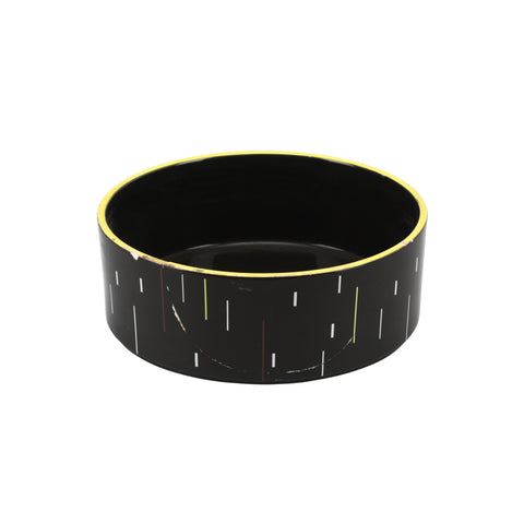 Black Bowl With Yellow Rim