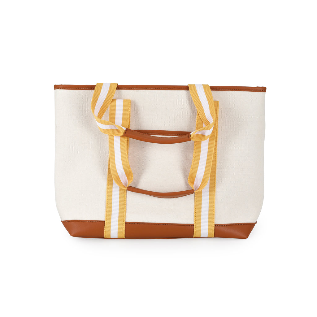 Tan Tote Bag w/ Striped Handle (A+D)