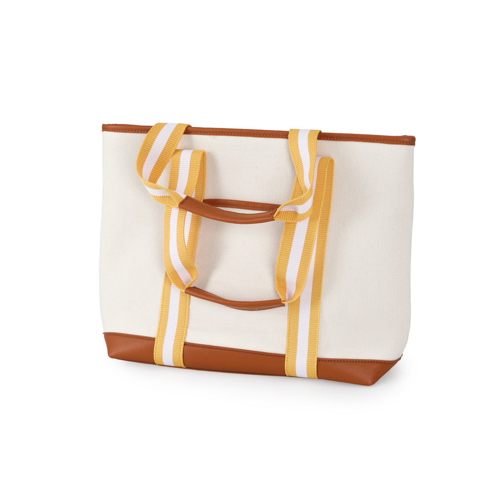 Tan Tote Bag w/ Striped Handle (A+D)