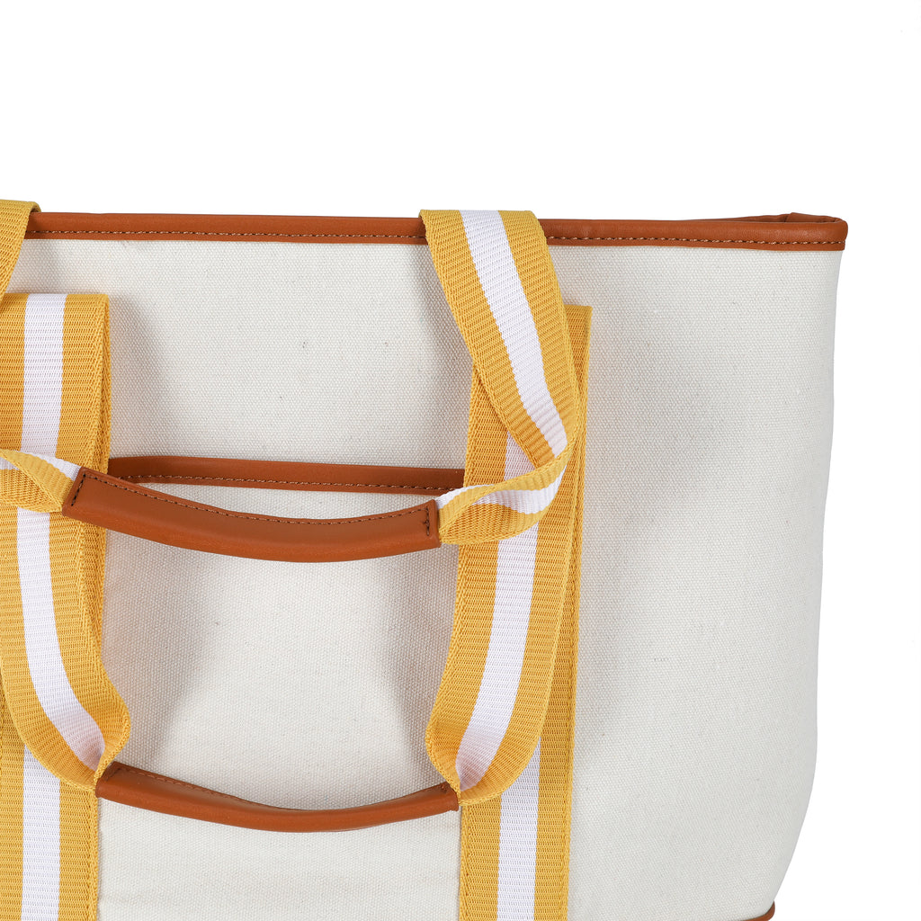 Tan Tote Bag w/ Striped Handle (A+D)