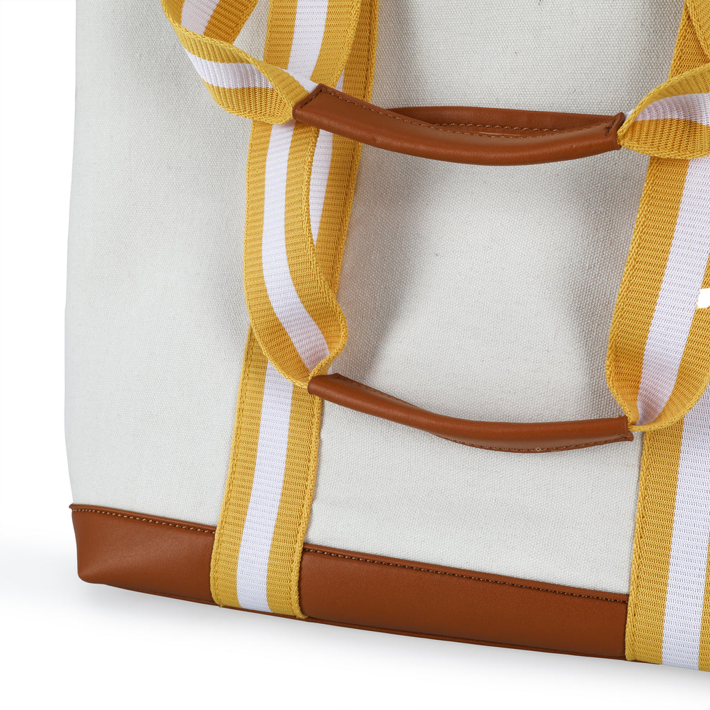 Tan Tote Bag w/ Striped Handle (A+D)