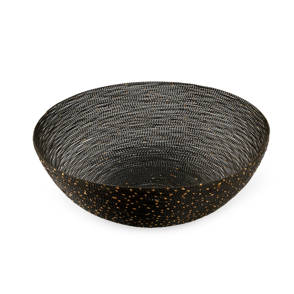 Large Black Wire Bowl with Gold Flecks