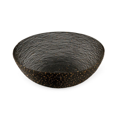 Large Black Wire Bowl with Gold Flecks