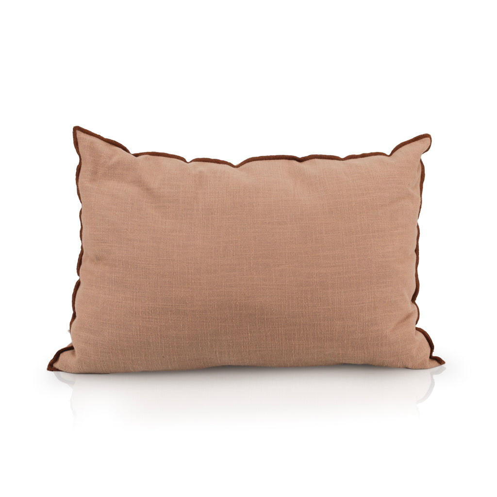 Tan Lumbar Pillow w/ Brown Trim