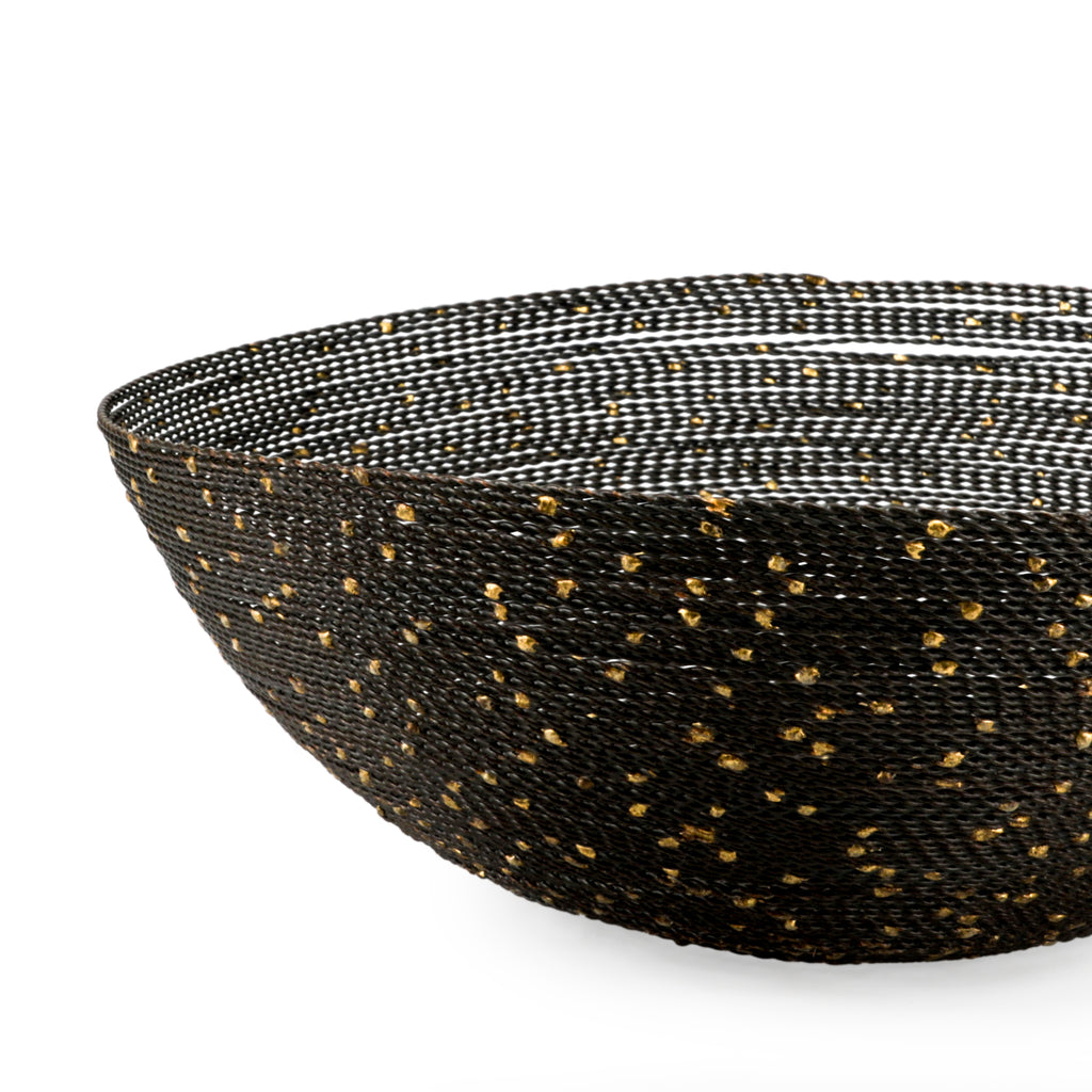 Small Black Wire Bowl with Gold Flecks