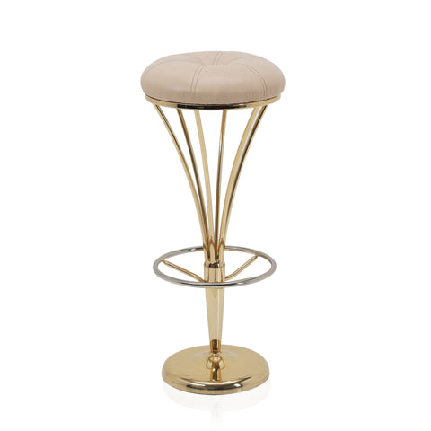 Round Tan Blush Gold Tulip Bar Stool