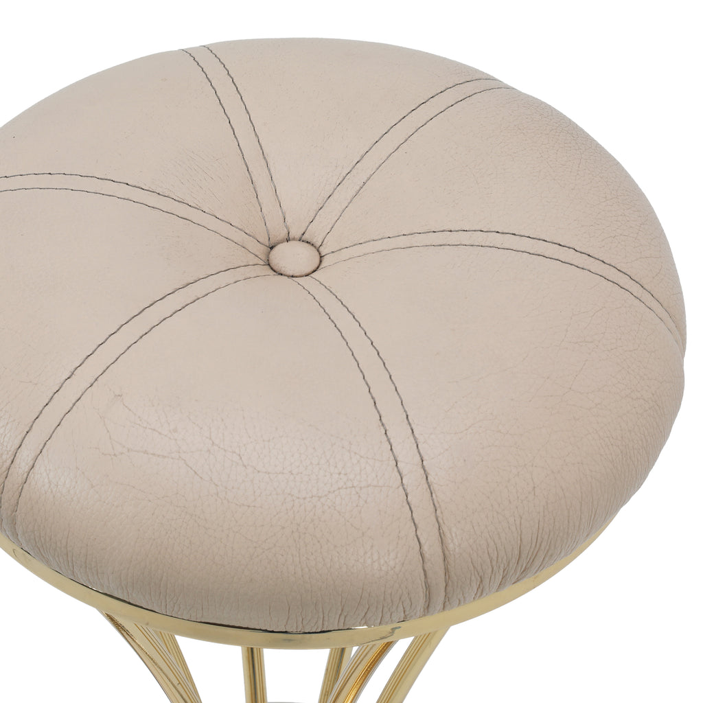 Round Tan Blush Gold Tulip Bar Stool