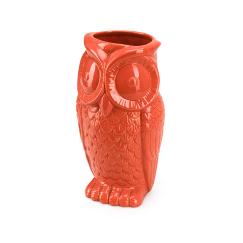 Salmon / Orange Ceramic Owl Vase