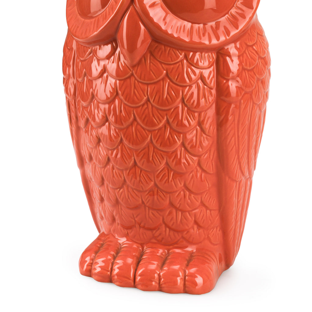 Salmon / Orange Ceramic Owl Vase