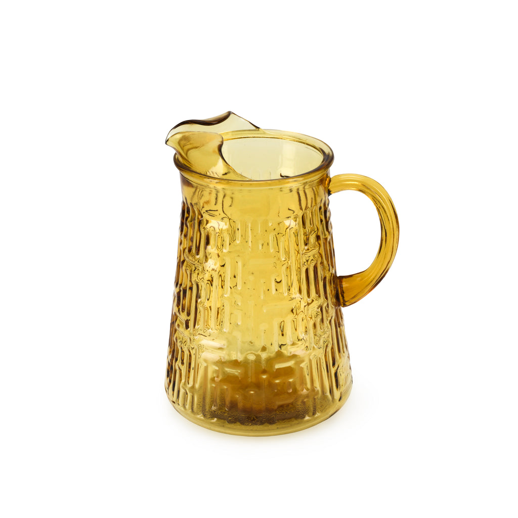 Amber Textured Design Glass Pitcher