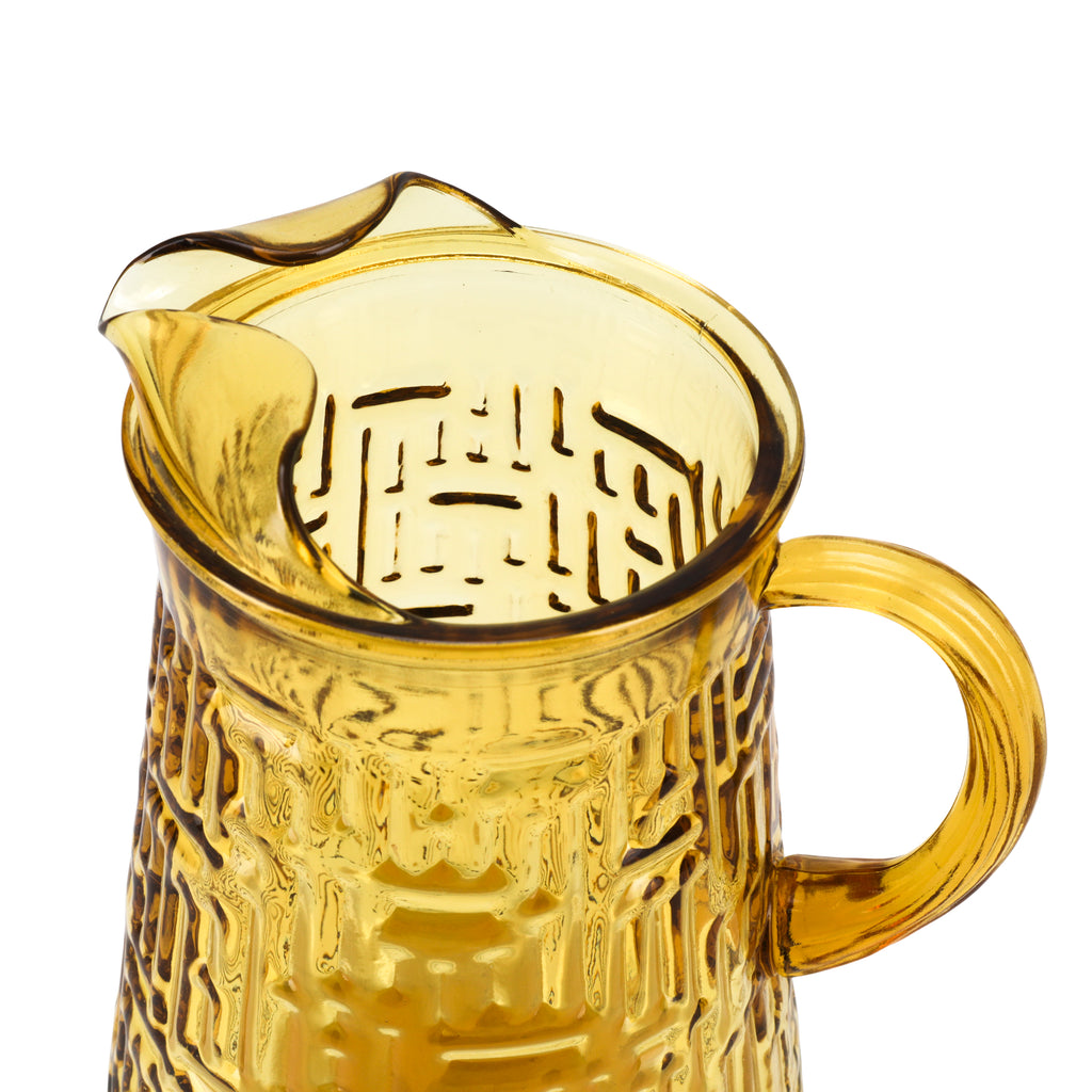Amber Textured Design Glass Pitcher