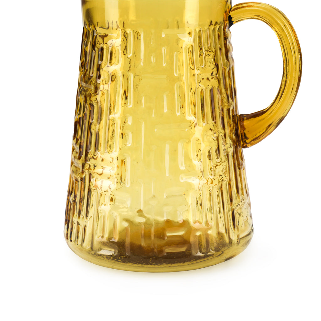 Amber Textured Design Glass Pitcher