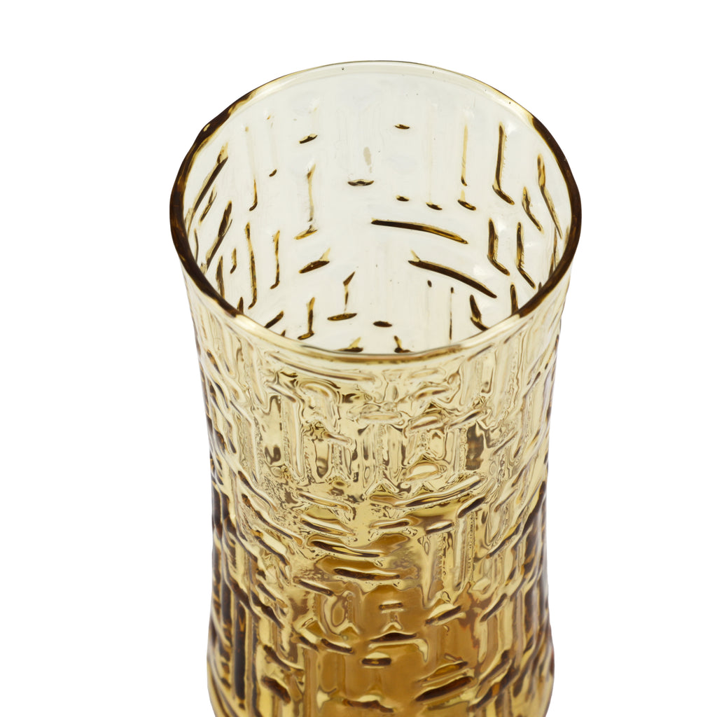 Amber Textured Design Drinking Glass