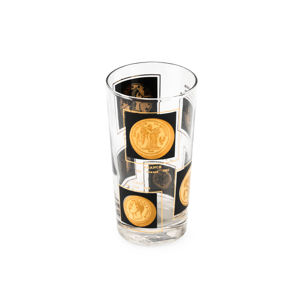 Gold Coin Medallion Profile Glassware - Highball