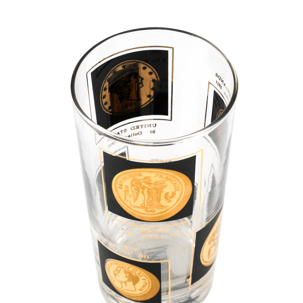 Gold Coin Medallion Profile Glassware - Highball