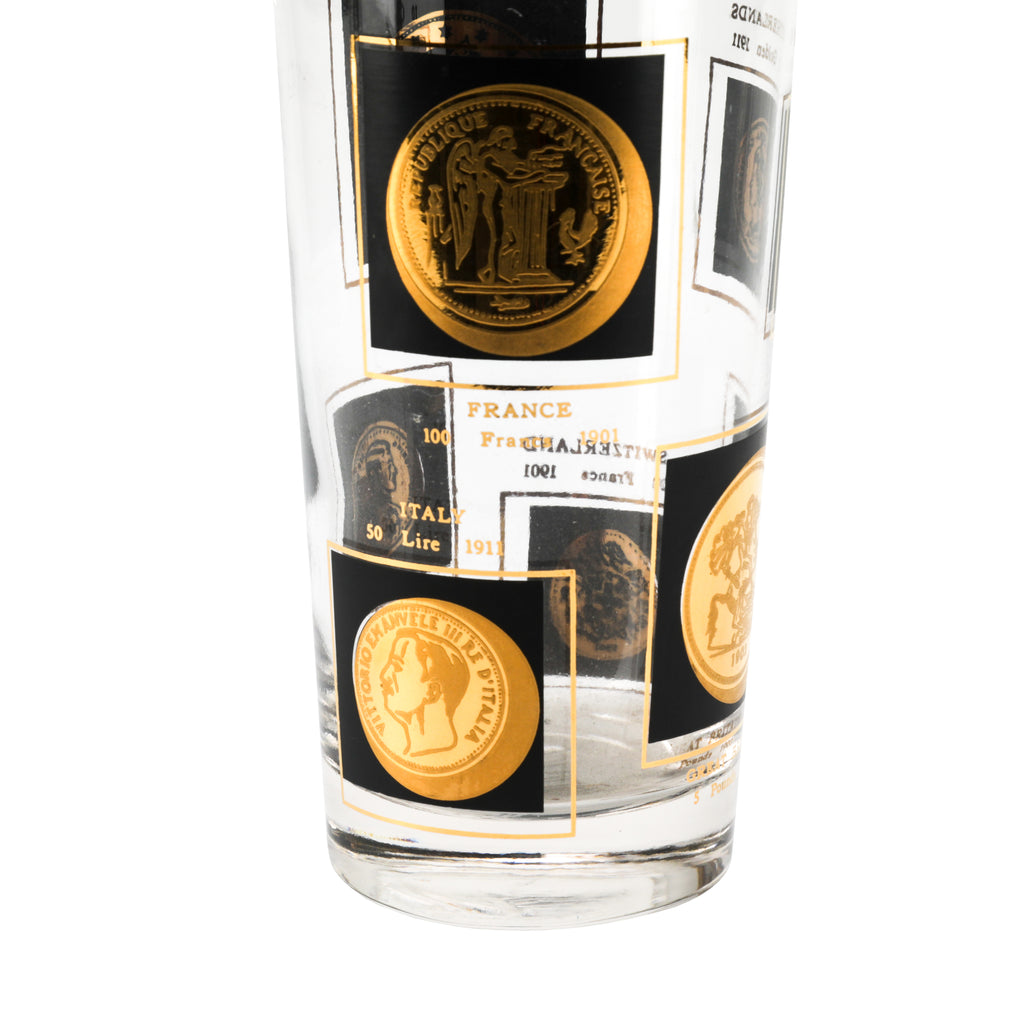 Gold Coin Medallion Profile Glassware - Highball