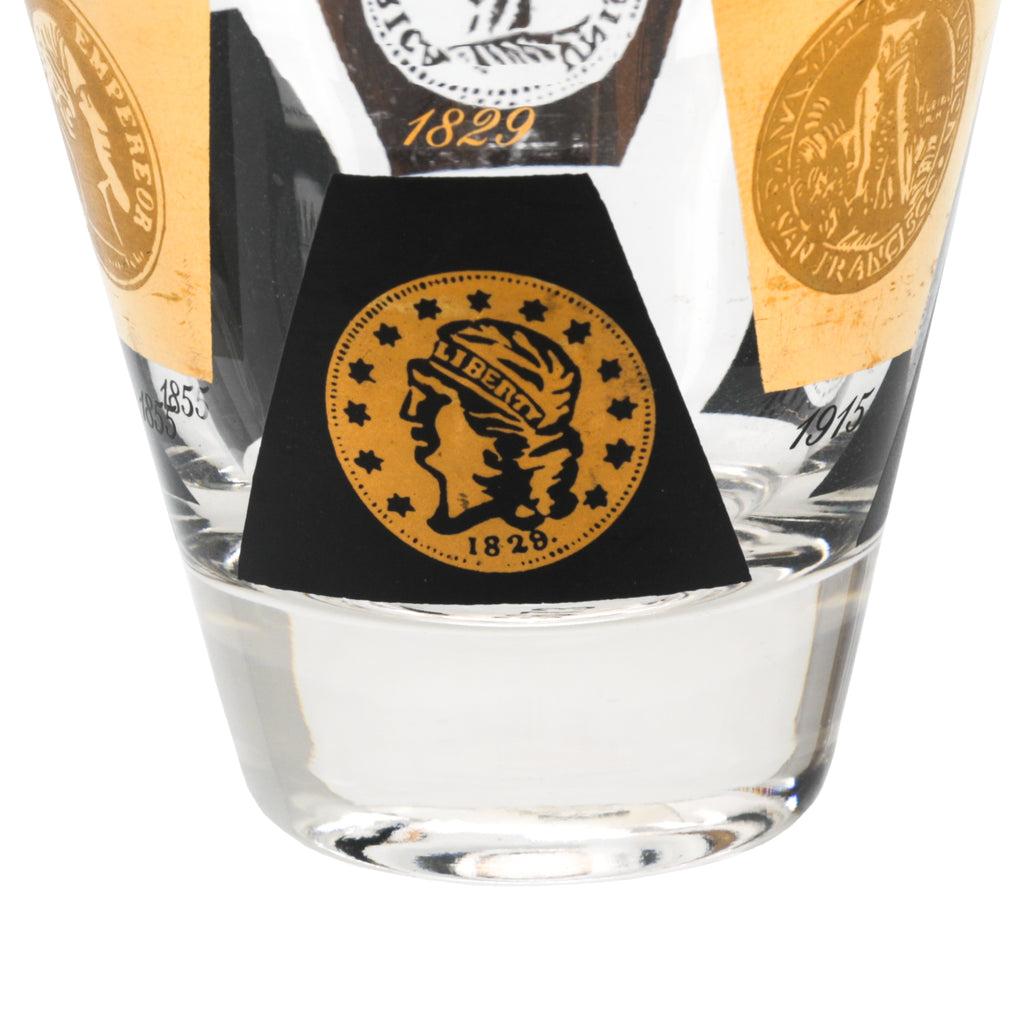 Gold Coin Medallion Profile Glassware - Shot Glass