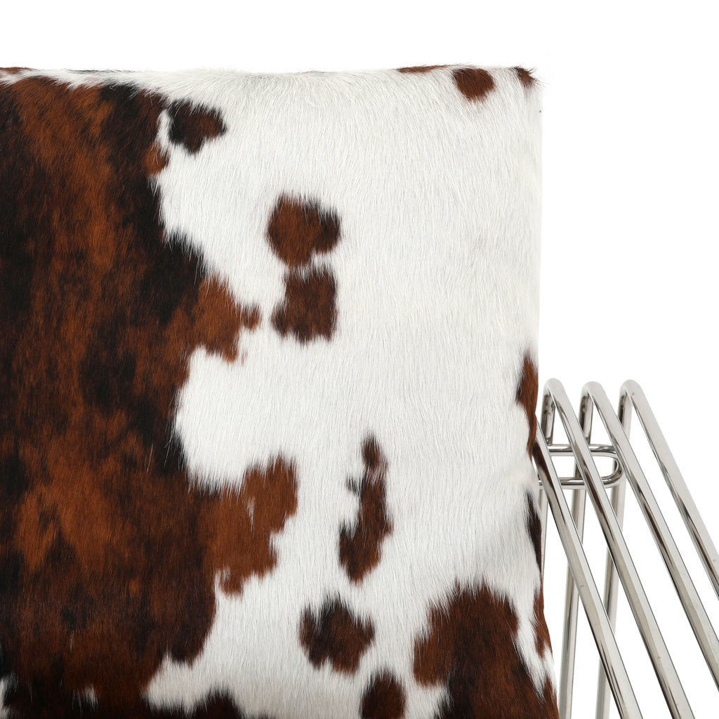 Brown & White Cowhide & Chrome Chair