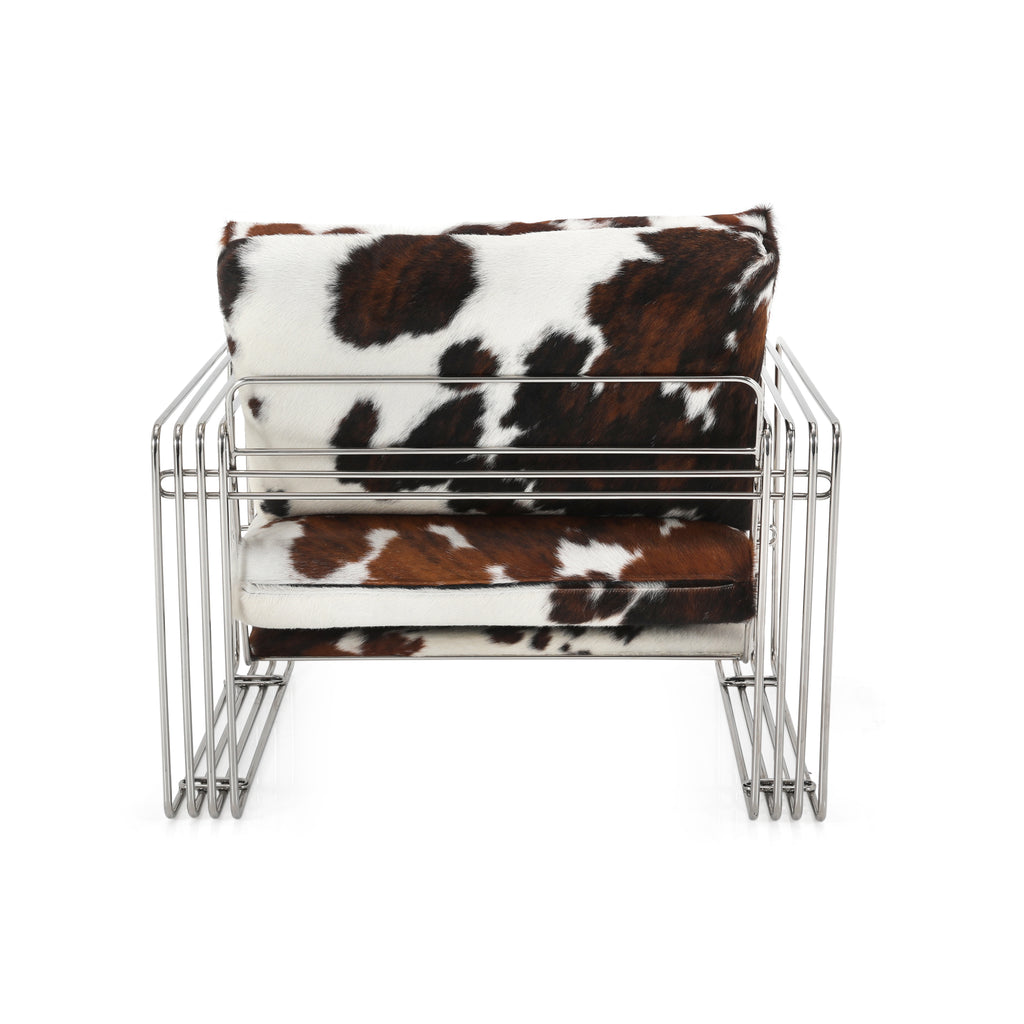 Brown & White Cowhide & Chrome Chair