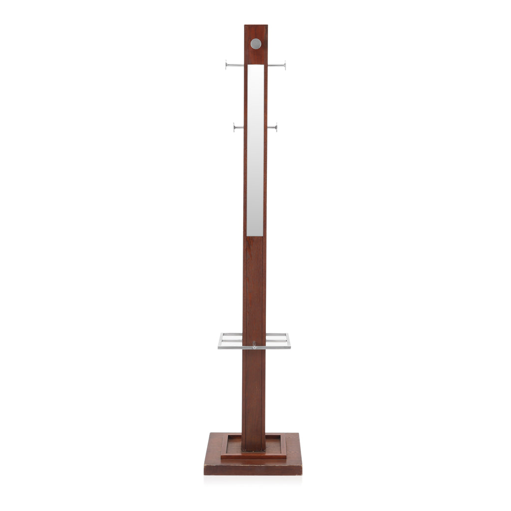 Wood and Chrome Rectangular Coat Rack